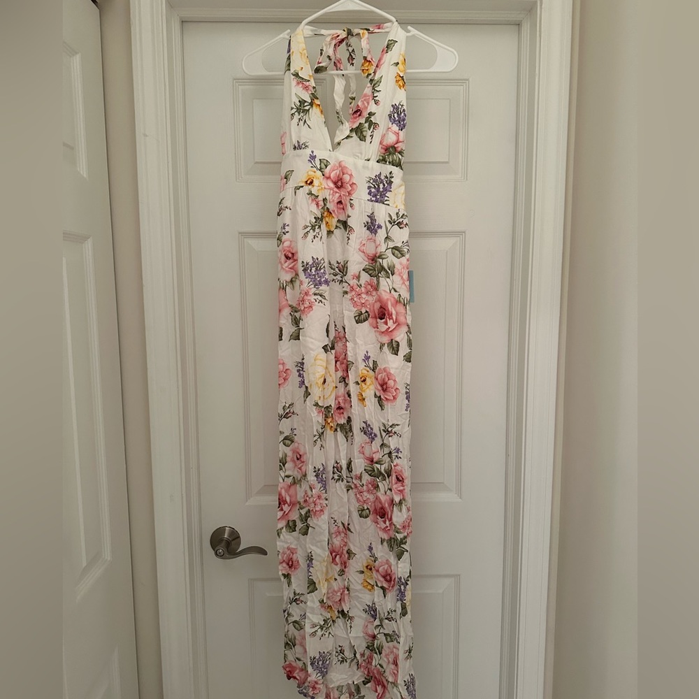 Floral Halter Maxi Dress, Medium, never worn